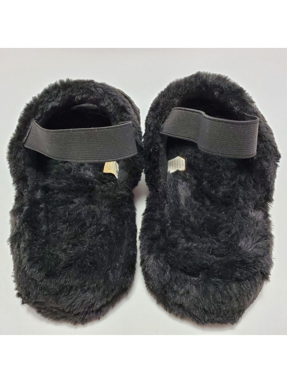 Cozy Fluffy Mule Sling Back Elastic Strap Faux Fur Slippers Black Size Medium - Picture 12 of 12